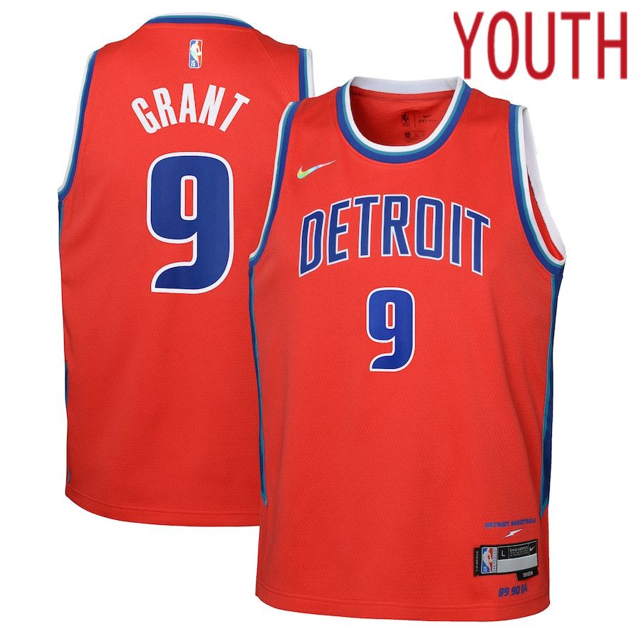 Youth Detroit Pistons #9 Jerami Grant Nike Red City Edition Swingman NBA Jersey->customized nba jersey->Custom Jersey